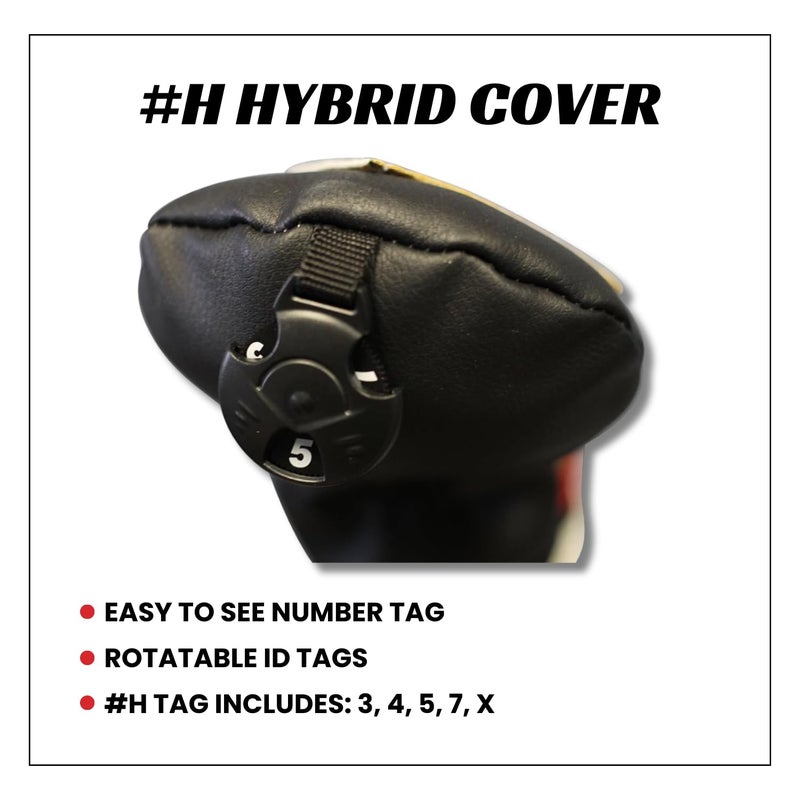 Majek Retro Golf Headcover White Red and Black Vintage Leather Style Hybrid Head Cover Classic Look, Wheel Tag Includes Numbers 3 Through 7 Plus X - Image 3